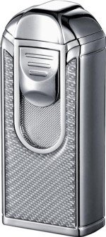Alec III Chrome and White Carbon Fiber Triple Torch Flame Lighter