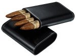 Arnoldo Black Leather Crushproof Cigar Case with Interior Cedar Lining