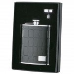 Beau Monde Alligator Pattern Leather 6 oz. Flask Gift Set