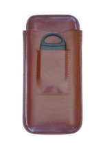 Big Easy 54+ Leather Cigar Case w/ Cutter Brown