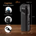 Capitan Quad Flame Torch Lighter - Black Crackle