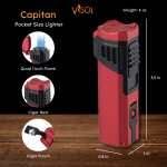 Capitan Quad Flame Torch Lighter - Burgundy Red