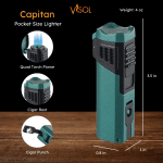 Capitan Quad Flame Torch Lighter - Forest Green