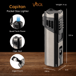 Capitan Quad Flame Torch Lighter - Gunmetal