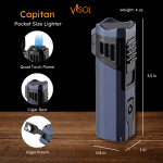 Capitan Quad Flame Torch Lighter - Indigo Blue