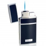 Caseti Troy Blue Lacquer Single Torch Flame Cigar Lighter