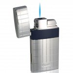 Caseti Troy Polished Chrome With Blue Single Torch Flame Cigar Lighter