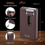 Caseti Urban Combination Flame Lighter and Wedge Cutter - Burgundy