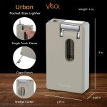 Caseti Urban Combination Flame Lighter and Wedge Cutter - Grey