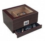 Cherry Chalet Glasstop Humidor with Drawer
