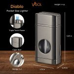 Diablo Triple Torch Flame Lighter w/ Spring V Cutter - Gunmetal