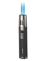 DuoJet Black Wrinkle Double Torch Pen Cigar Lighter