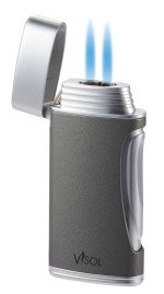 DuoMatt Grey Double Flame Cigar Lighter