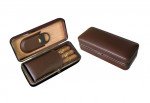 Folding Leather Travel Case w/ Cutter - Brown