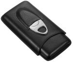 Legendary Black Genuine Leather Cigar Case with Cutter