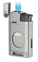 LighCut Silver Triple Torch Flame Lighter and Cigar Cutter