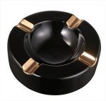 Midas Black & Gold Round Ceramic Cigar Ashtray