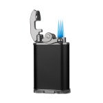 Retro Triple Flame Cigar Lighter - Black & Gunmetal