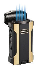 Rhino 2.0 Black & Gold Quad Flame Cigar Lighter