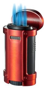Rhino Brushed Red Quad Torch Flame Cigar Lighter