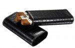 Santa Fe Black Leather Crocodile Pattern Cigar Case