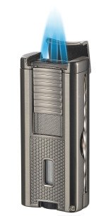 Striker Triple Torch Flame Lighter with Cigar Poker - Gunmetal