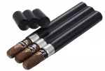 Trilogy Black Matte Stainless Steel Cigar Case - 3 Cigars