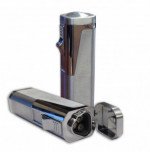 Typhoon Triple Flame Torch Lighter w/Retractable Bullet Cutter - Silver