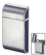 Vert Satin Chrome and Blue Coil Wind-Resistant Torch Flame Lighter