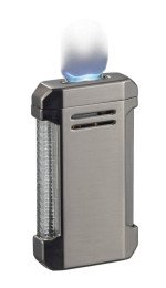Vinson Flat Torch Flame Lighter with Cigar Punch - Gunmetal