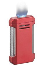 Vinson Flat Torch Flame Lighter with Cigar Punch - Red