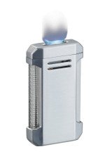 Vinson Flat Torch Flame Lighter with Cigar Punch - Silver