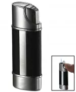 Visol Piccolo Leather and Brushed Chrome Wind-Resistant Torch Flame Lighter