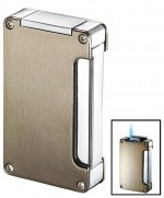 Visol Zidane Satin Nickel and Chrome Cigar Lighter with Built-in Cigar Punch