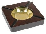 Wooden Sqaure Ashtray with Brass Bowl Insert