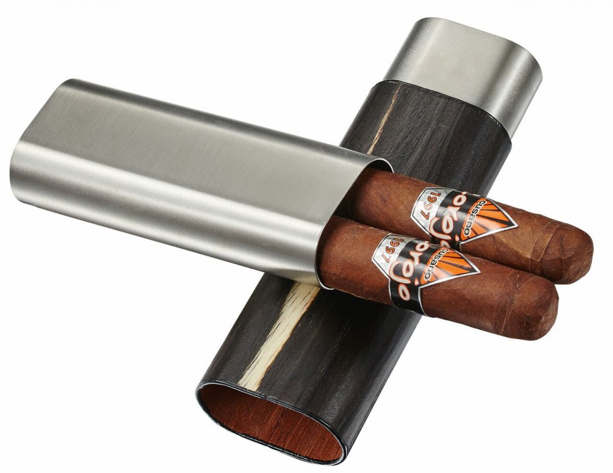 Visol Ryland Dark Exotic Wood & Stainless Steel Cigar Case cigar ...